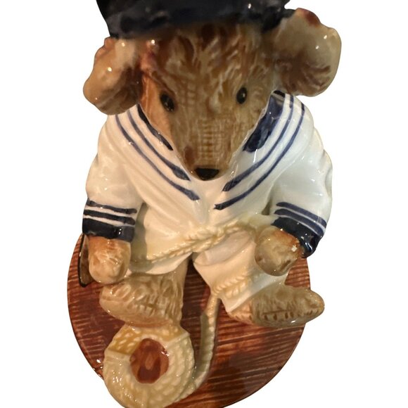 Ceramic Bear Figurine In Sailor Outfit Holding Rope & Anchor By Too Loyal And Tr - Picture 5 of 8